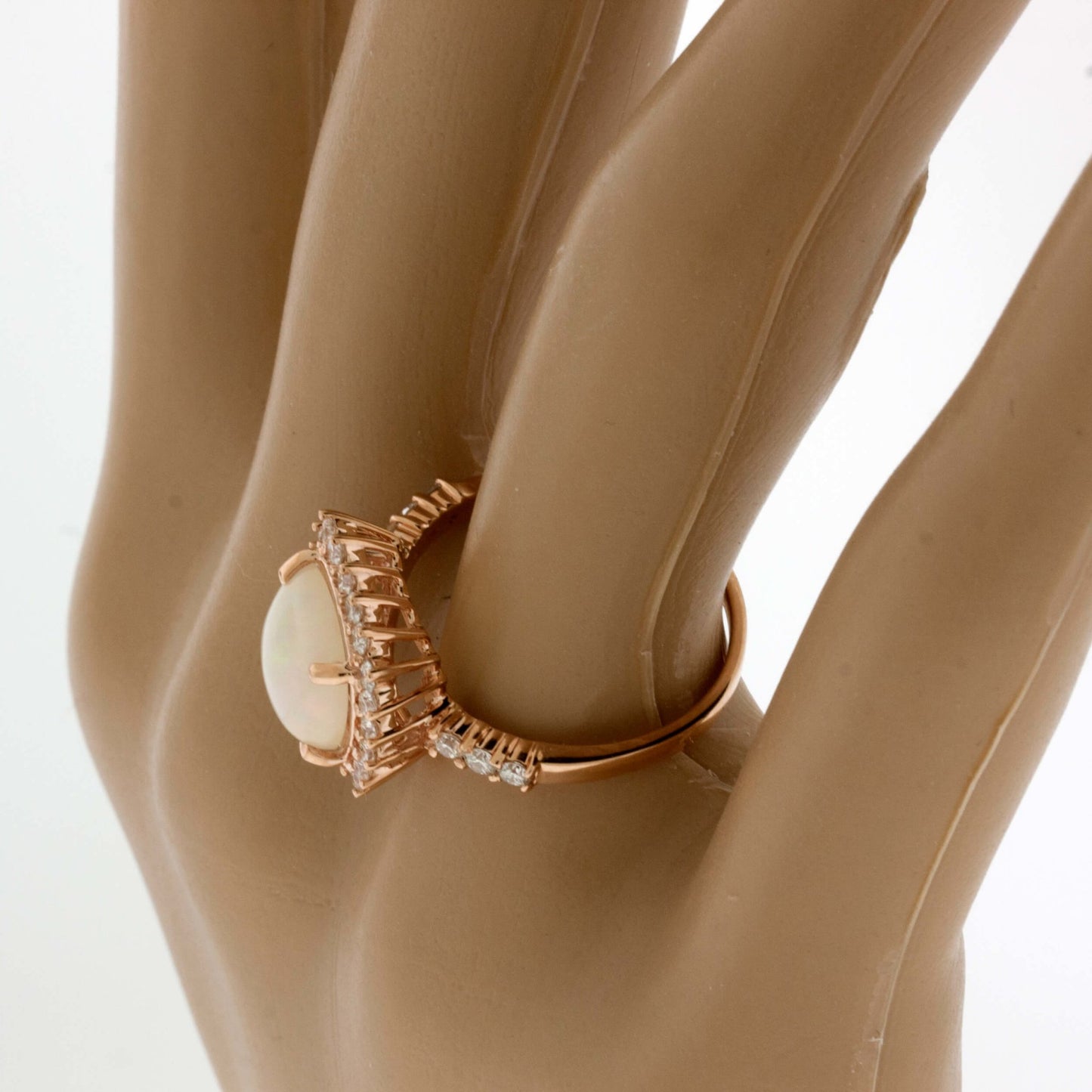 Cushion Cabochon Opal Ring with Classic Diamond Halo - Park City Jewelers