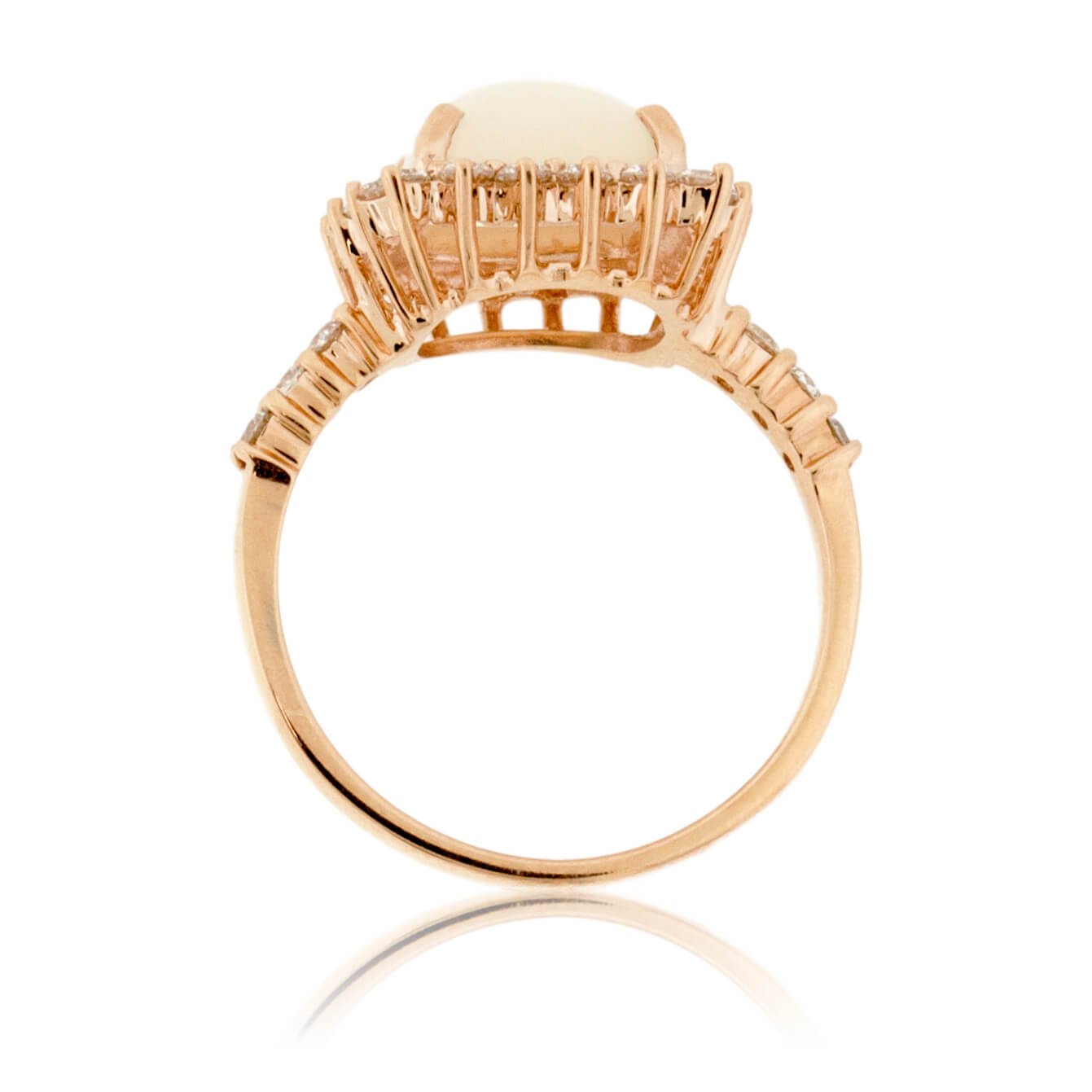 Cushion Cabochon Opal Ring with Classic Diamond Halo - Park City Jewelers