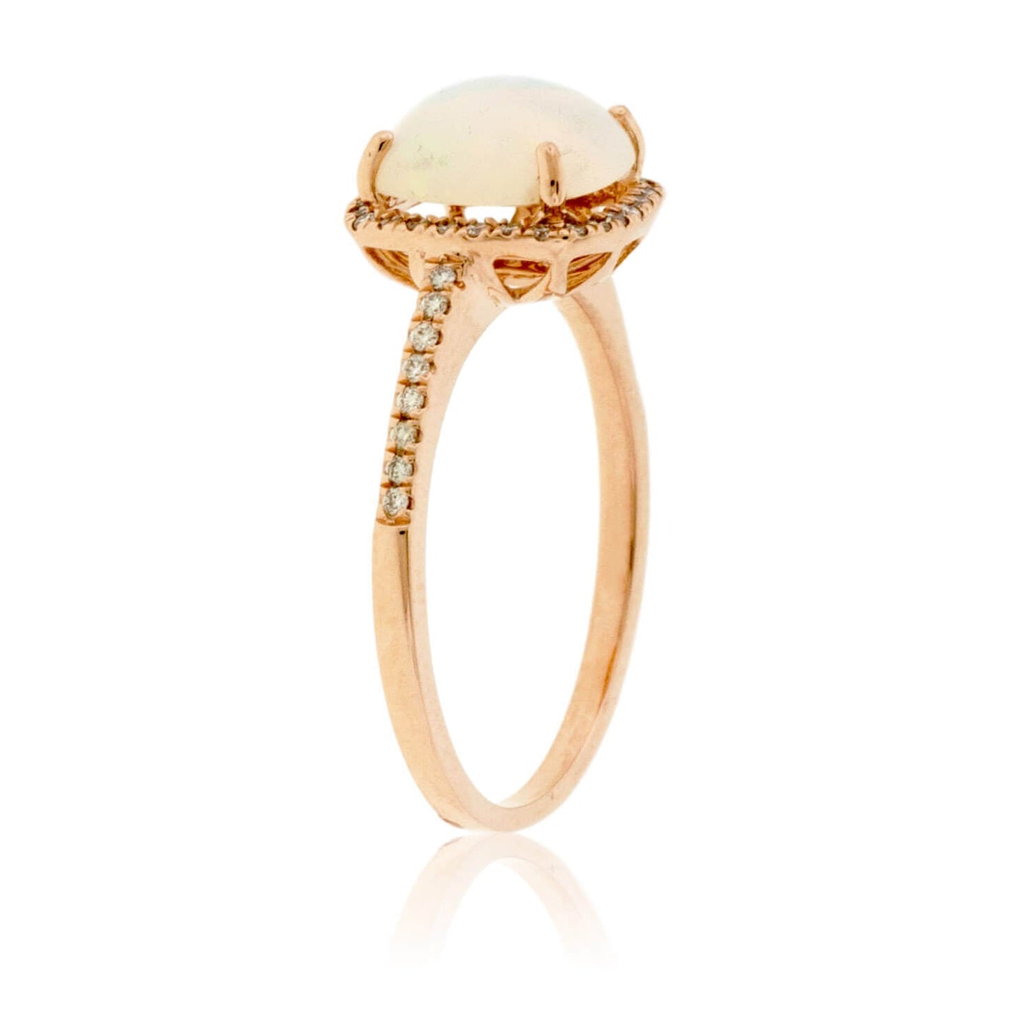 Cushion Cabochon Opal Ring with Diamond Halo - Park City Jewelers