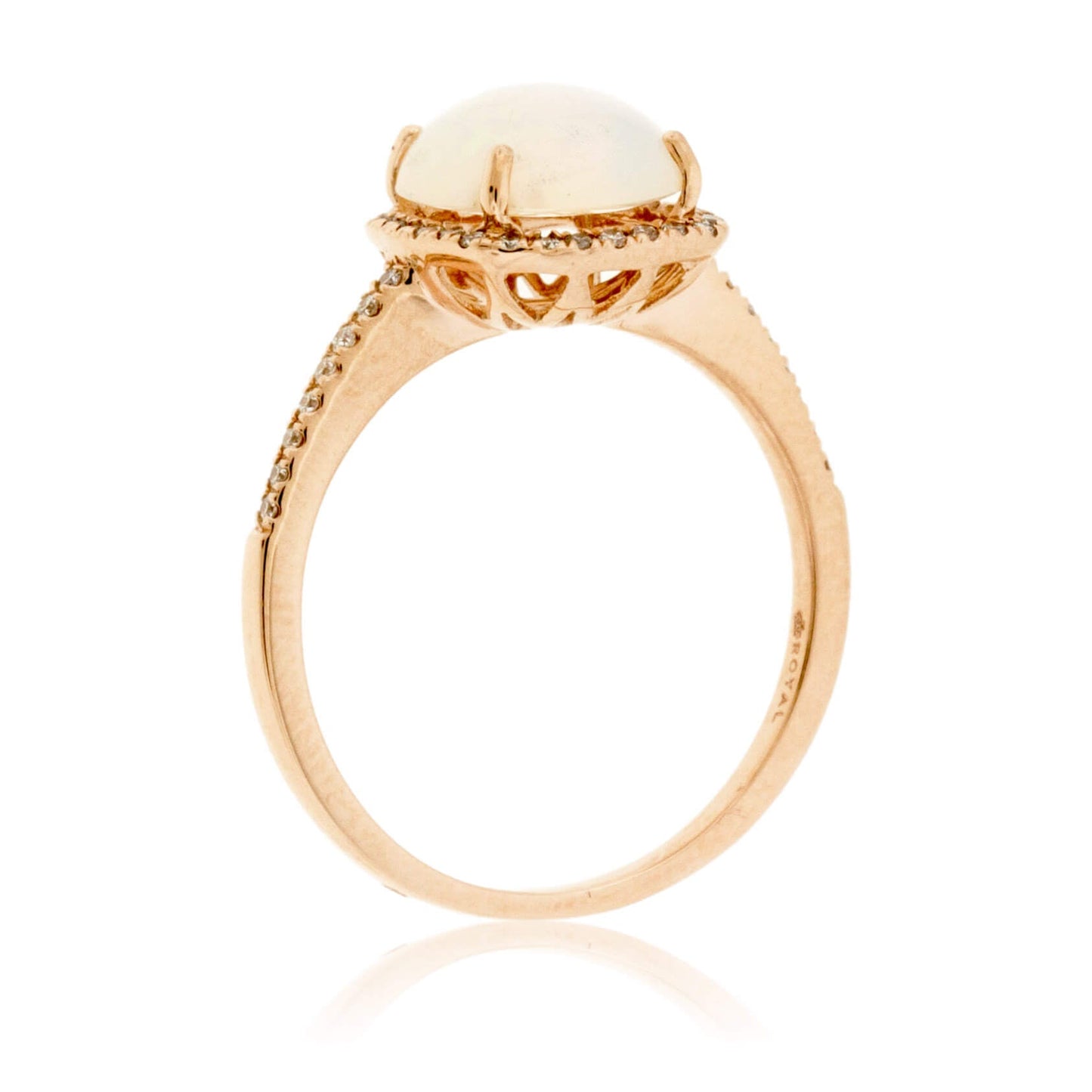 Cushion Cabochon Opal Ring with Diamond Halo - Park City Jewelers