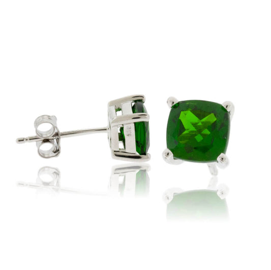 Cushion Cut Chrome Diopside Stud Earrings - Park City Jewelers