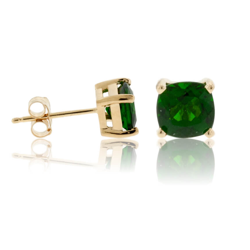 Cushion Cut Chrome Diopside Stud Earrings - Park City Jewelers