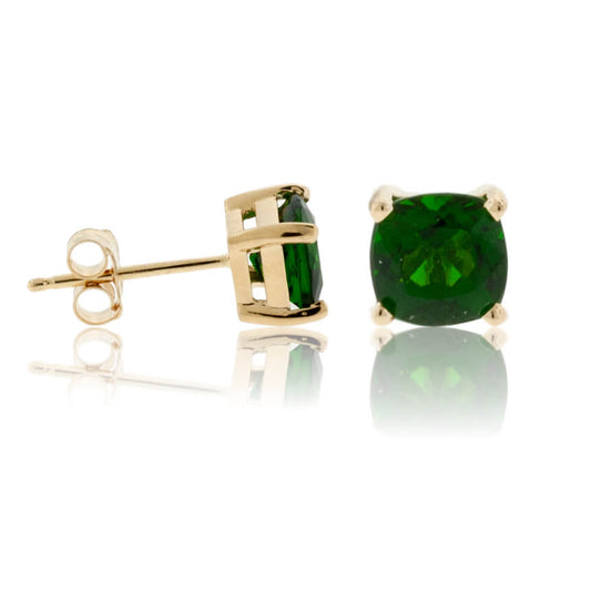 Cushion Cut Chrome Diopside Stud Earrings - Park City Jewelers