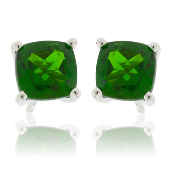Cushion Cut Chrome Diopside Stud Earrings - Park City Jewelers