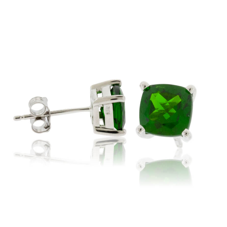 Cushion Cut Chrome Diopside Stud Earrings - Park City Jewelers