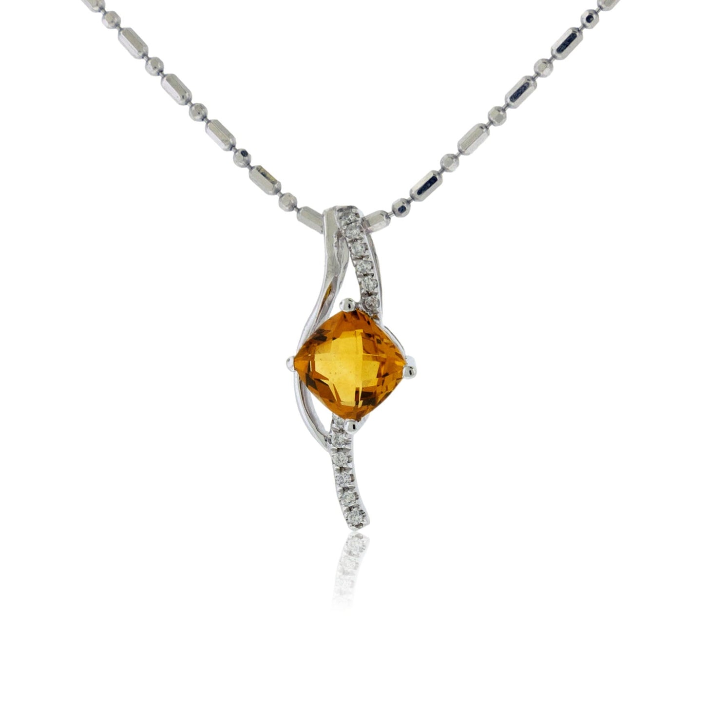 Cushion Cut Citrine & Diamond Accented Pendant - Park City Jewelers