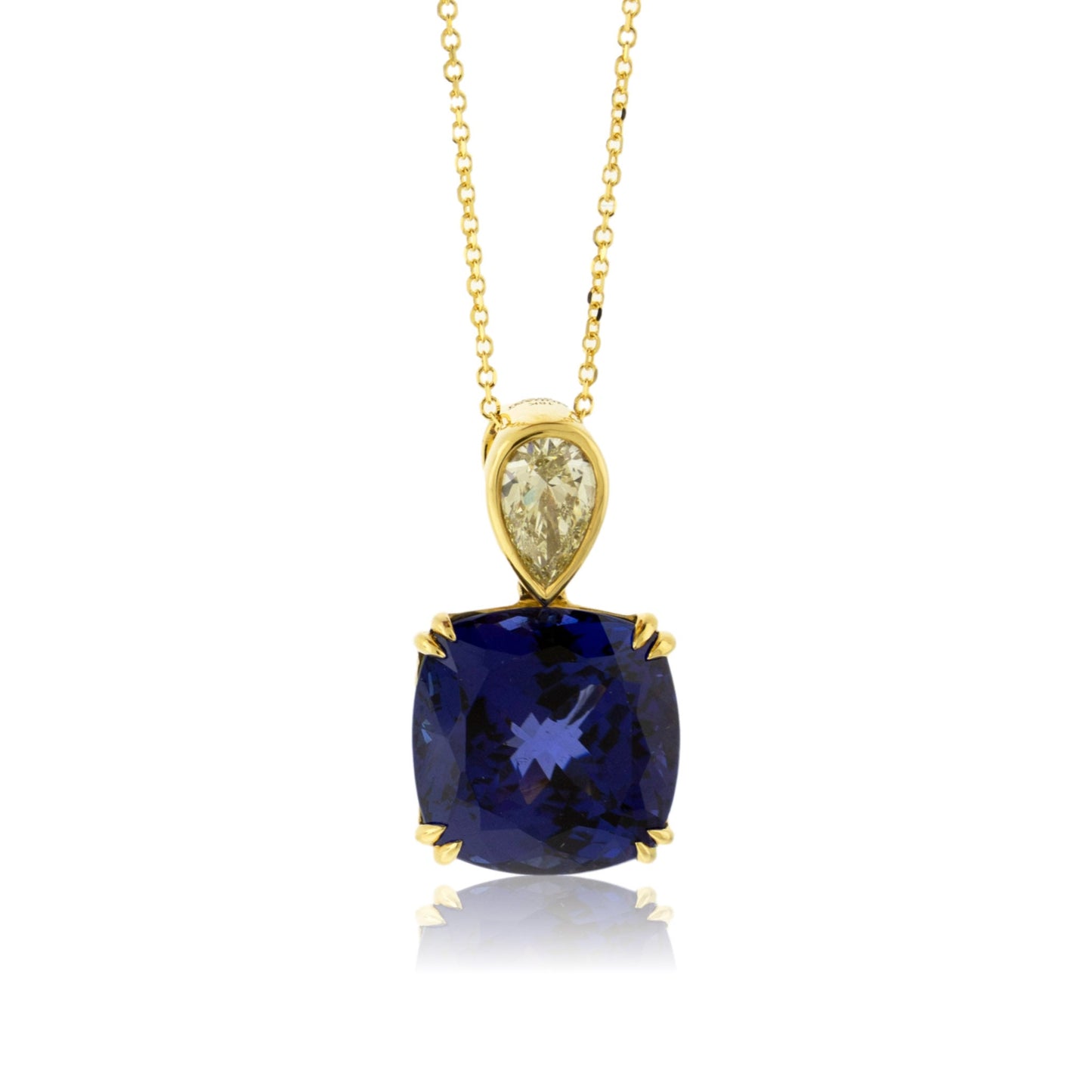 Cushion-Cut Tanzanite with Yellow Diamond Accented Design Pendant - Park City Jewelers