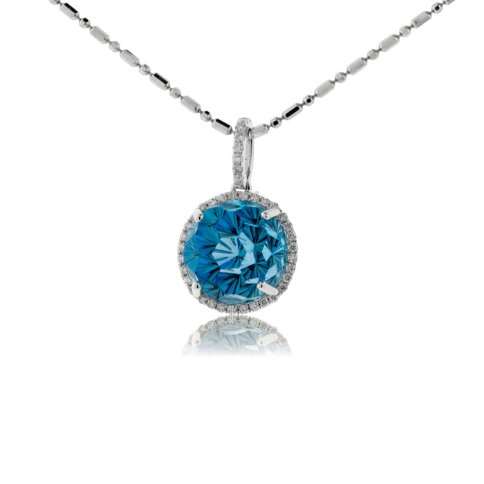 Daisy Cut Blue Topaz & Diamond Pendant - Park City Jewelers