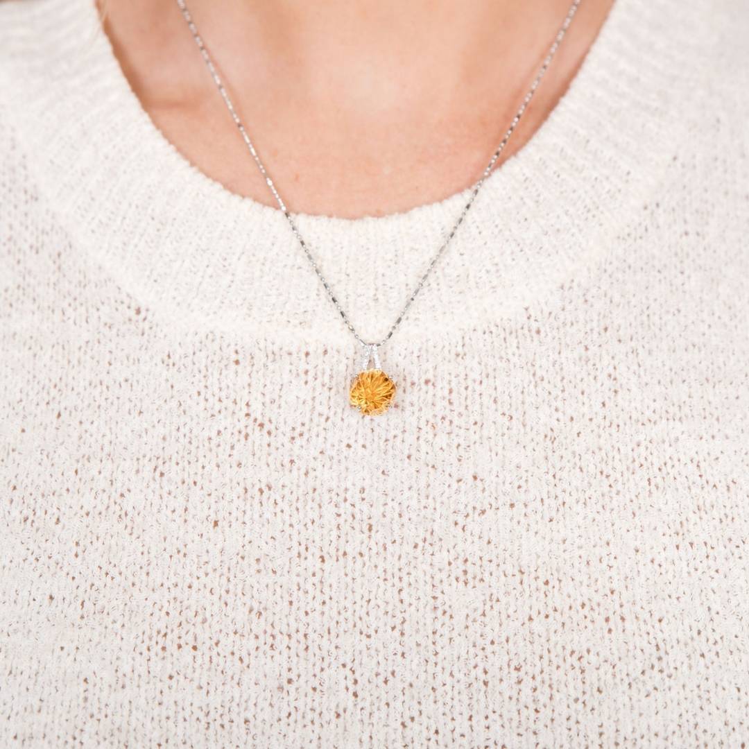 Daisy Cut Citrine & Diamond Pendant - Park City Jewelers