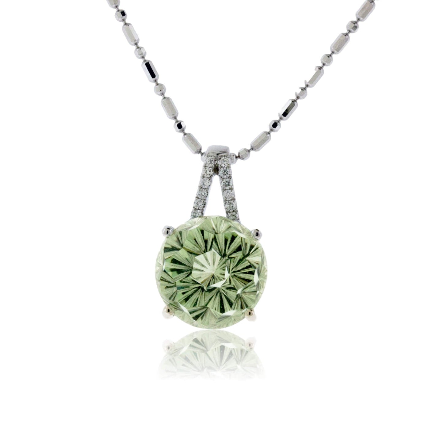 Daisy Cut Green Amethyst & Diamond Pendant - Park City Jewelers