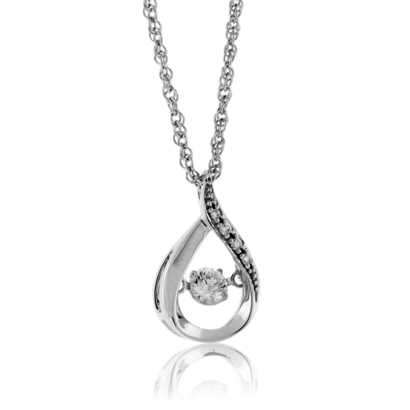 Dancing Diamond Drop White Gold Pendant - Park City Jewelers