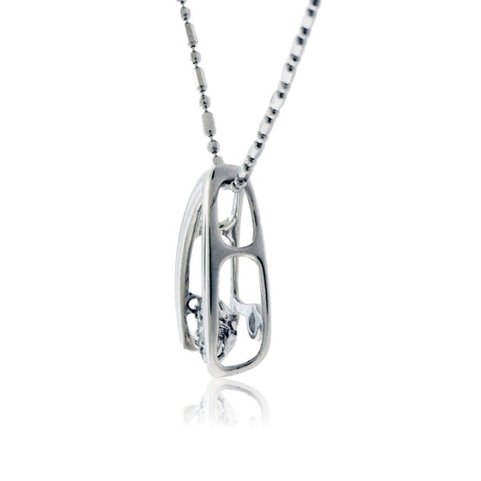 Dancing Diamond Drop White Gold Pendant - Park City Jewelers