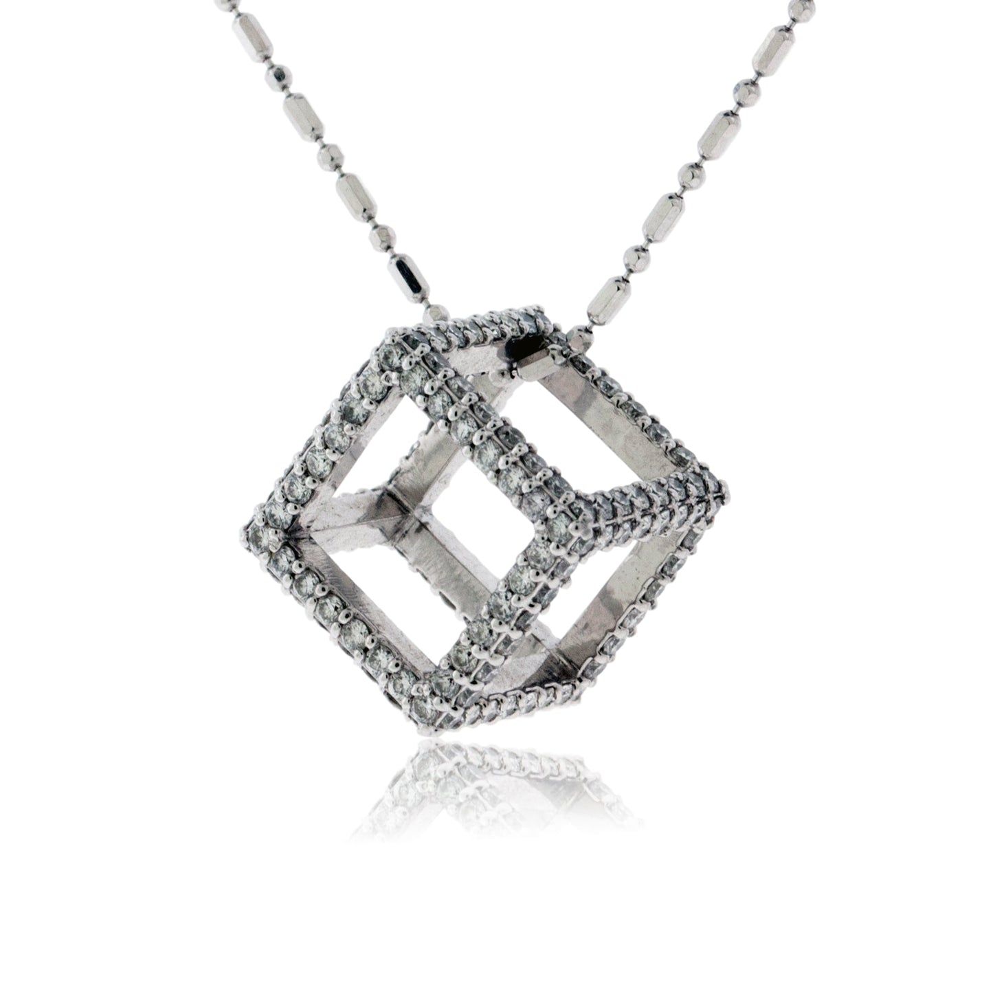 Diamond 3D Style Box Cube Pendant - Park City Jewelers