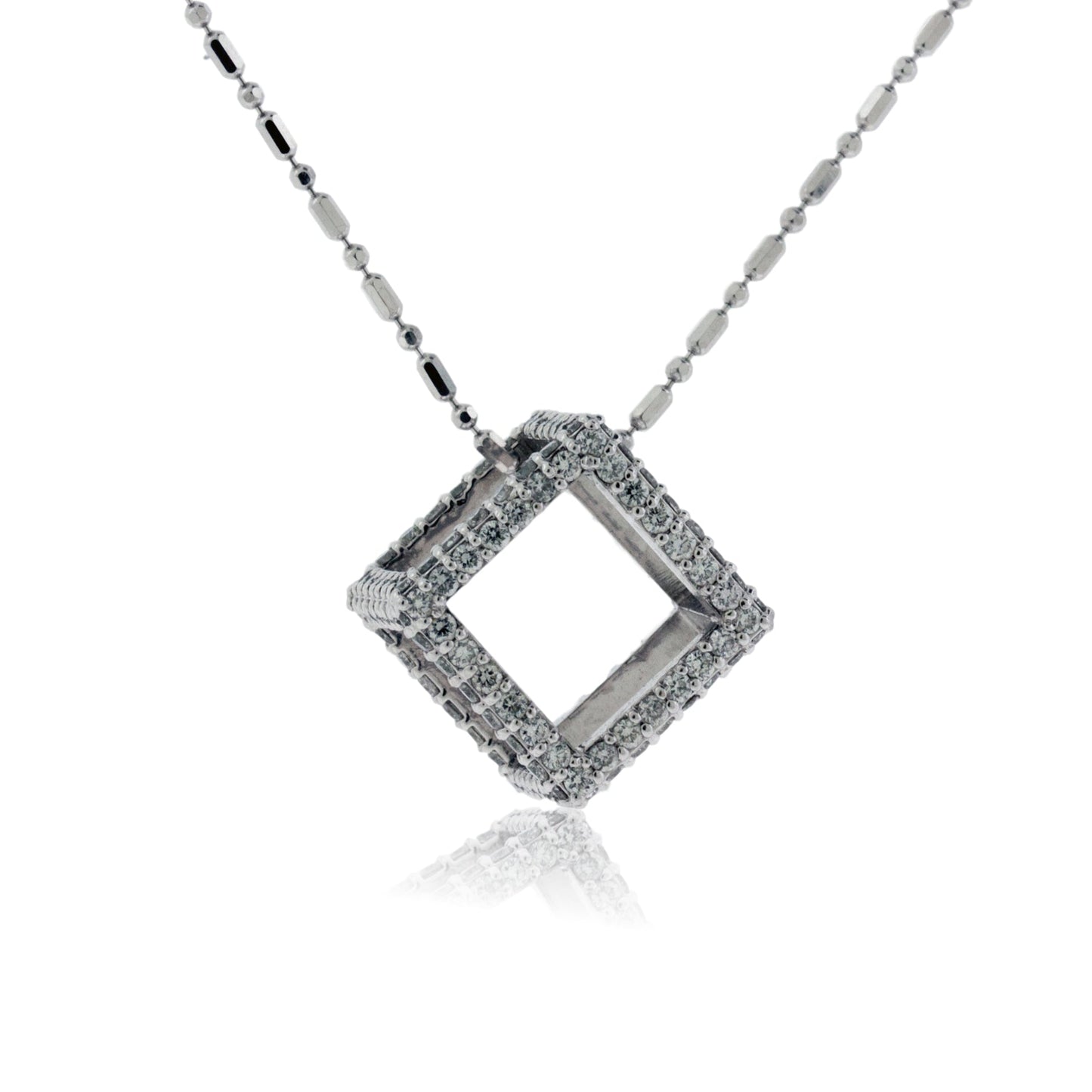 Diamond 3D Style Box Cube Pendant - Park City Jewelers