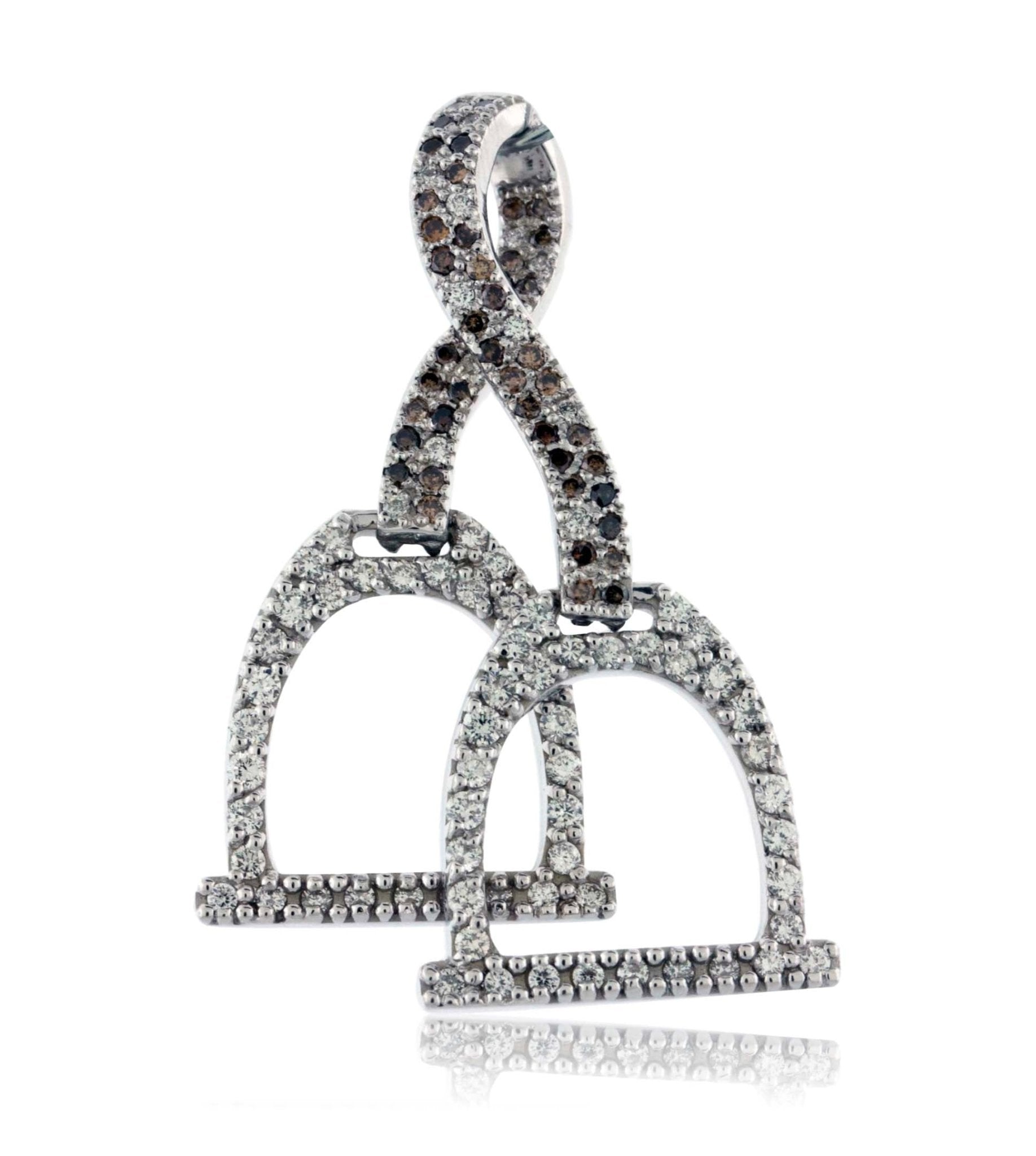 Diamond and Brown Diamond Stirrup Pendant - Park City Jewelers