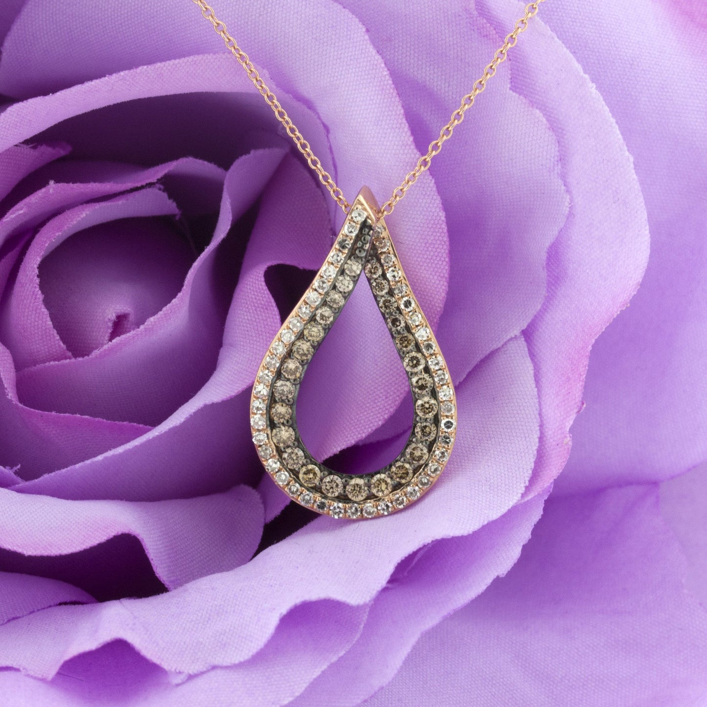 Diamond and Cognac Diamond Teardrop Pendant - Park City Jewelers