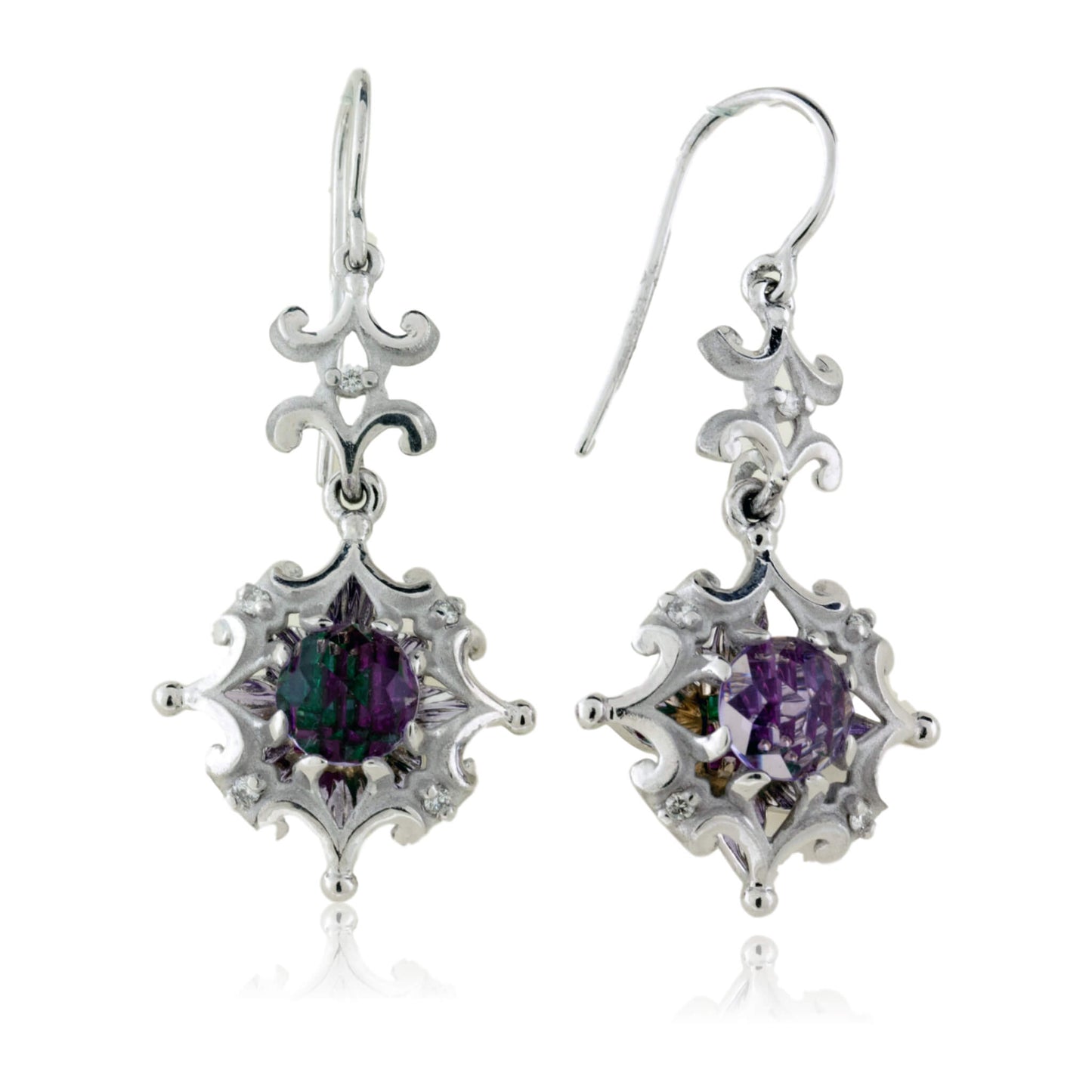 Diamond and Davinci Cut Amethyst Earrings - Park City Jewelers