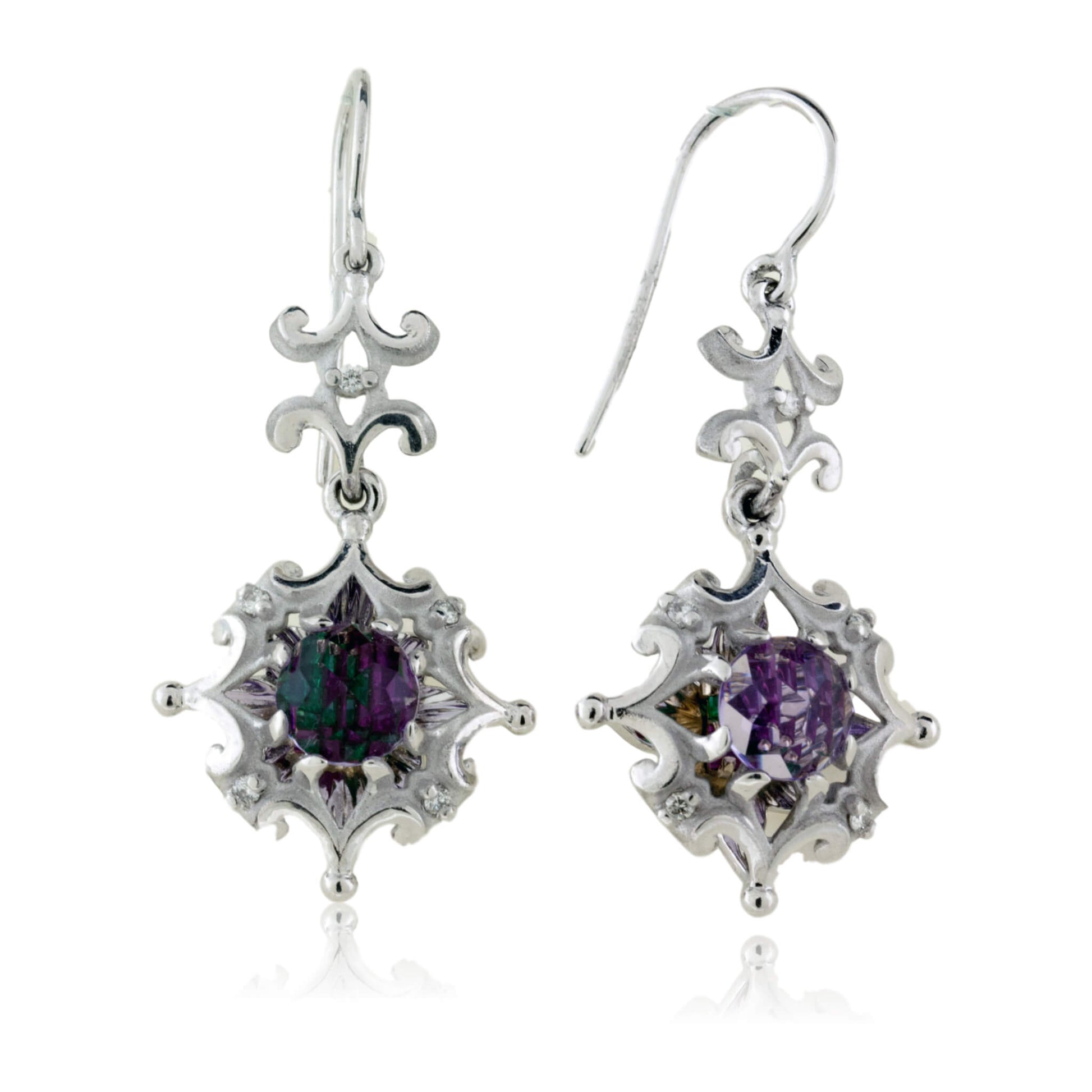 Diamond and Davinci Cut Amethyst Earrings - Park City Jewelers