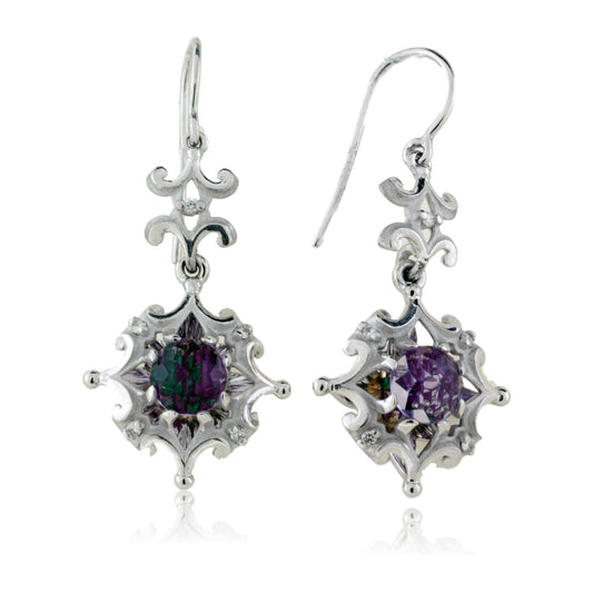 Diamond and Davinci Cut Amethyst Earrings - Park City Jewelers