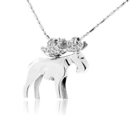 Diamond Antlered Moose Necklace - Park City Jewelers