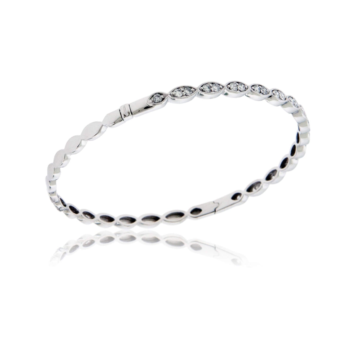 Diamond Bezel Style Hinged Bangle Bracelet - Park City Jewelers