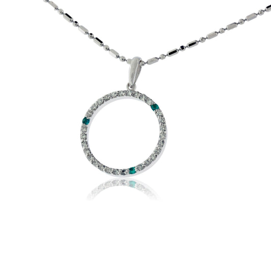 Diamond Circle and Pariba Tourmaline Pendant - Park City Jewelers