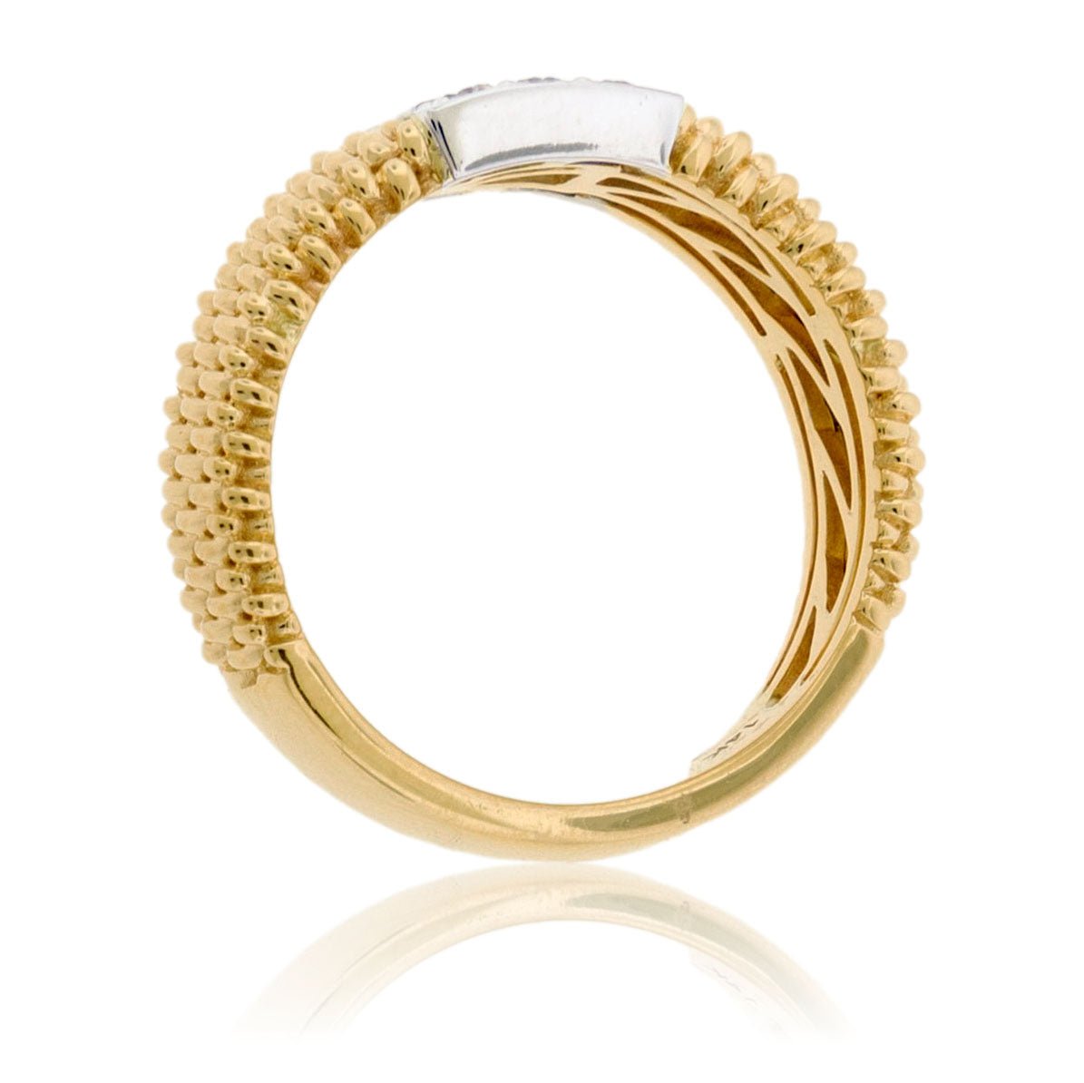 Diamond Cluster & Gold Bubble Braid Texture Band - Park City Jewelers
