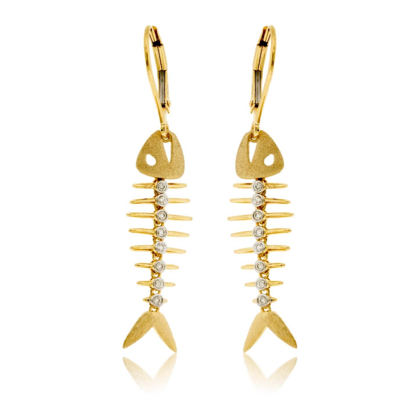 Diamond Fish Bone Dangle Earrings - Park City Jewelers