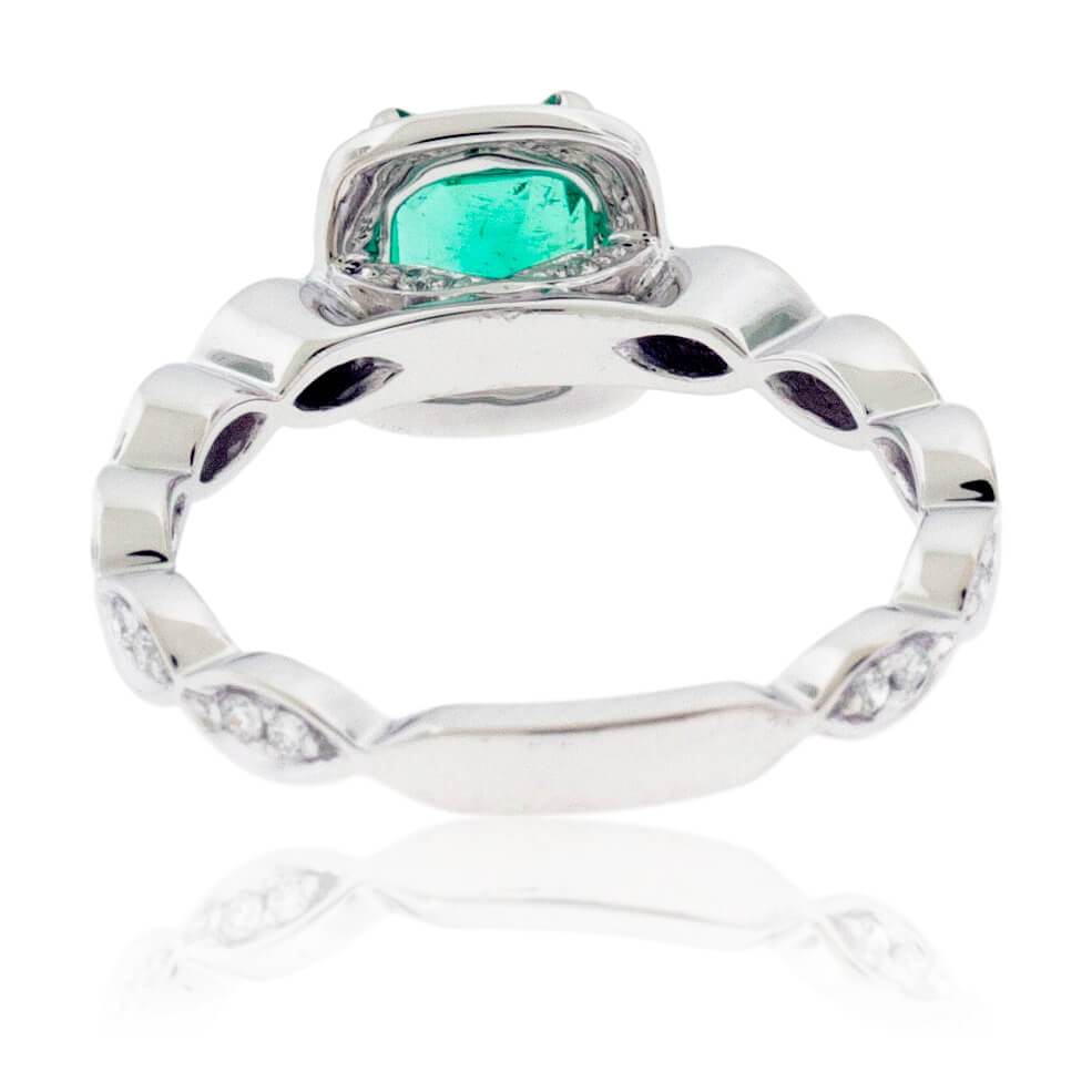 Diamond Halo and Emerald Vintage Style Ring - Park City Jewelers