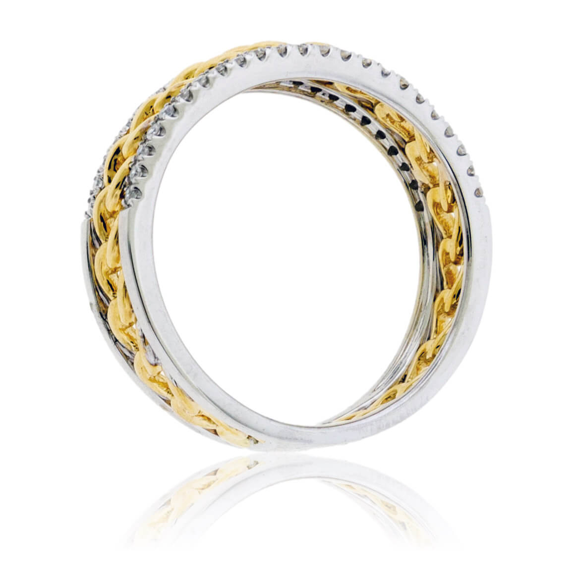 Diamond Lined & Link Style Ring - Park City Jewelers