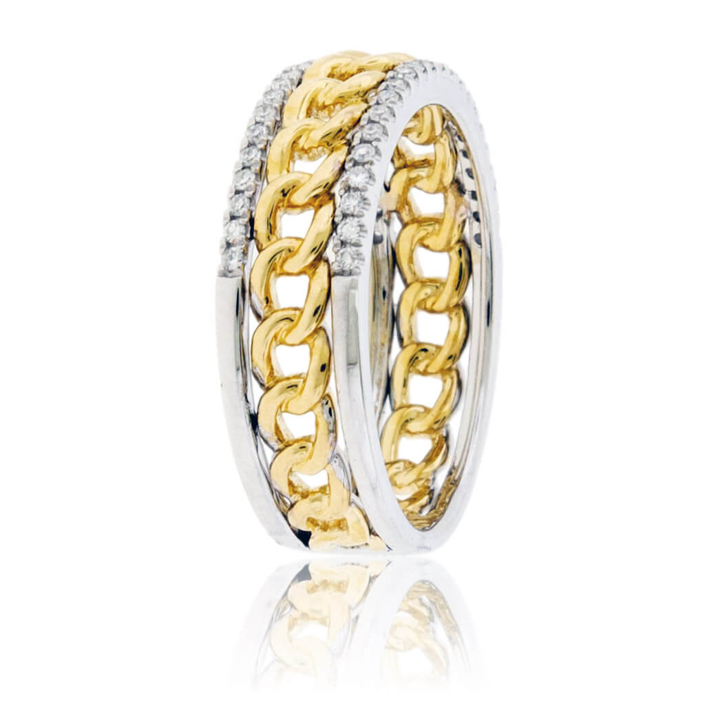 Diamond Lined & Link Style Ring - Park City Jewelers