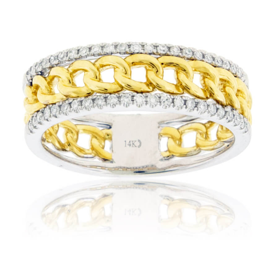 Diamond Lined & Link Style Ring - Park City Jewelers
