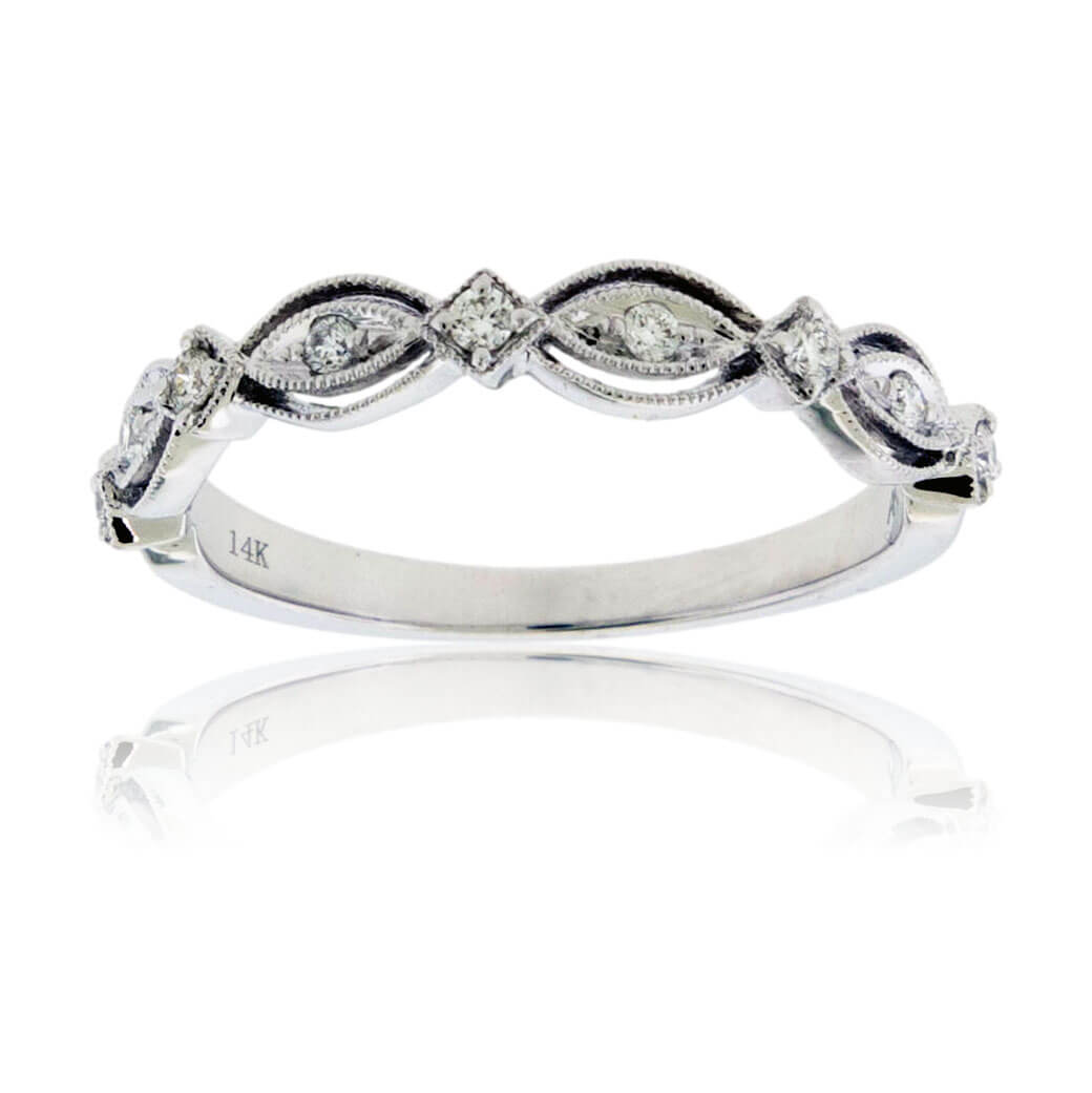 Diamond Milgrain Scallop & Square Band - Park City Jewelers