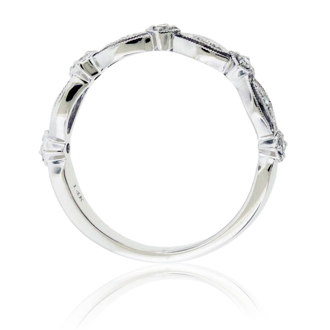 Diamond Milgrain Scallop & Square Band - Park City Jewelers