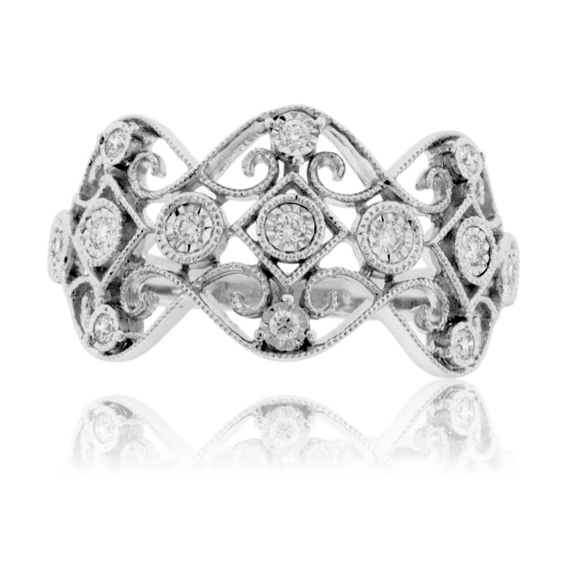 Diamond Milgrain Style Filigree Band - Park City Jewelers