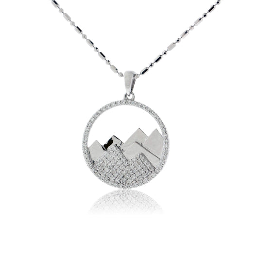 Diamond Mountain Silhouette in Circle Necklace - Park City Jewelers