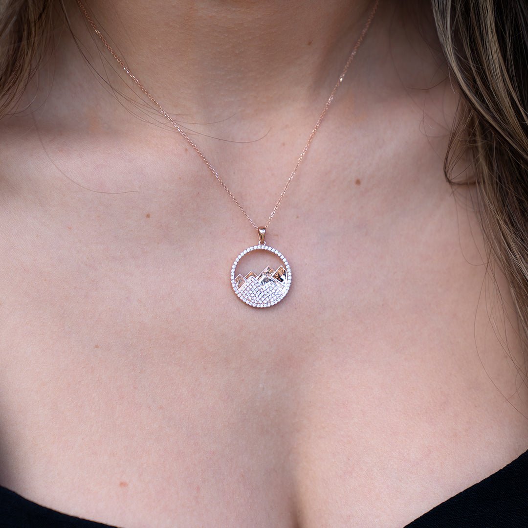 Diamond Mountain Silhouette in Circle Necklace - Park City Jewelers