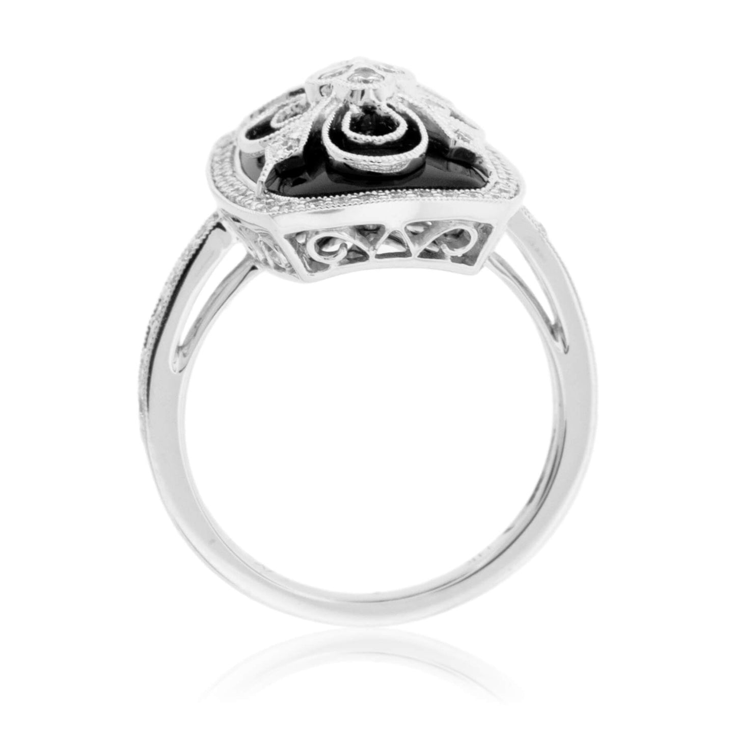 Diamond Over Black Onyx Vintage Inspired Ring - Park City Jewelers