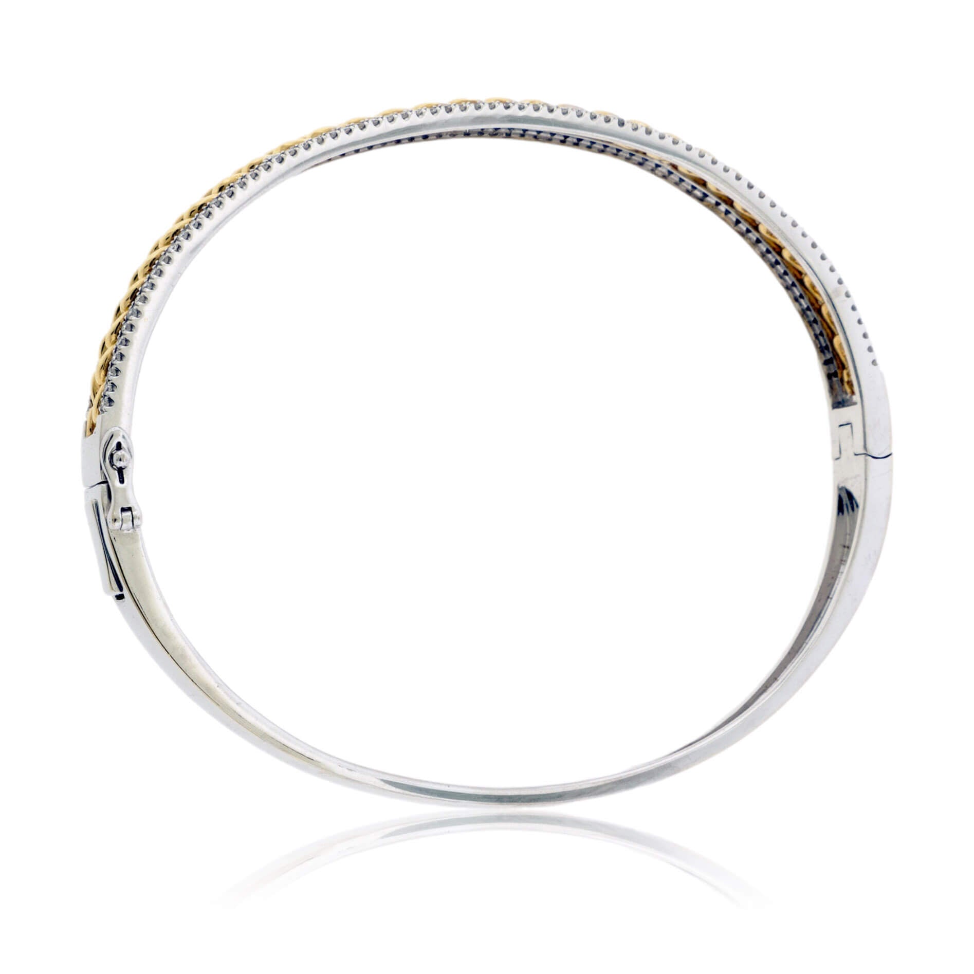 Diamond Rails & Link Style Bangle Bracelet - Park City Jewelers