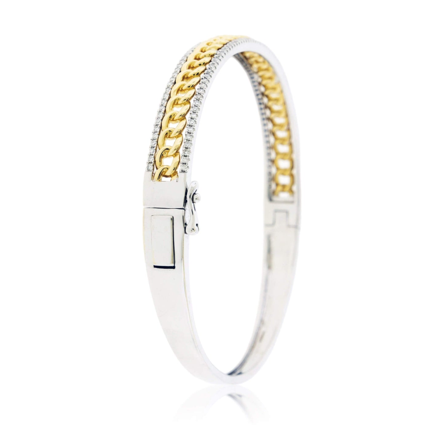 Diamond Rails & Link Style Bangle Bracelet - Park City Jewelers