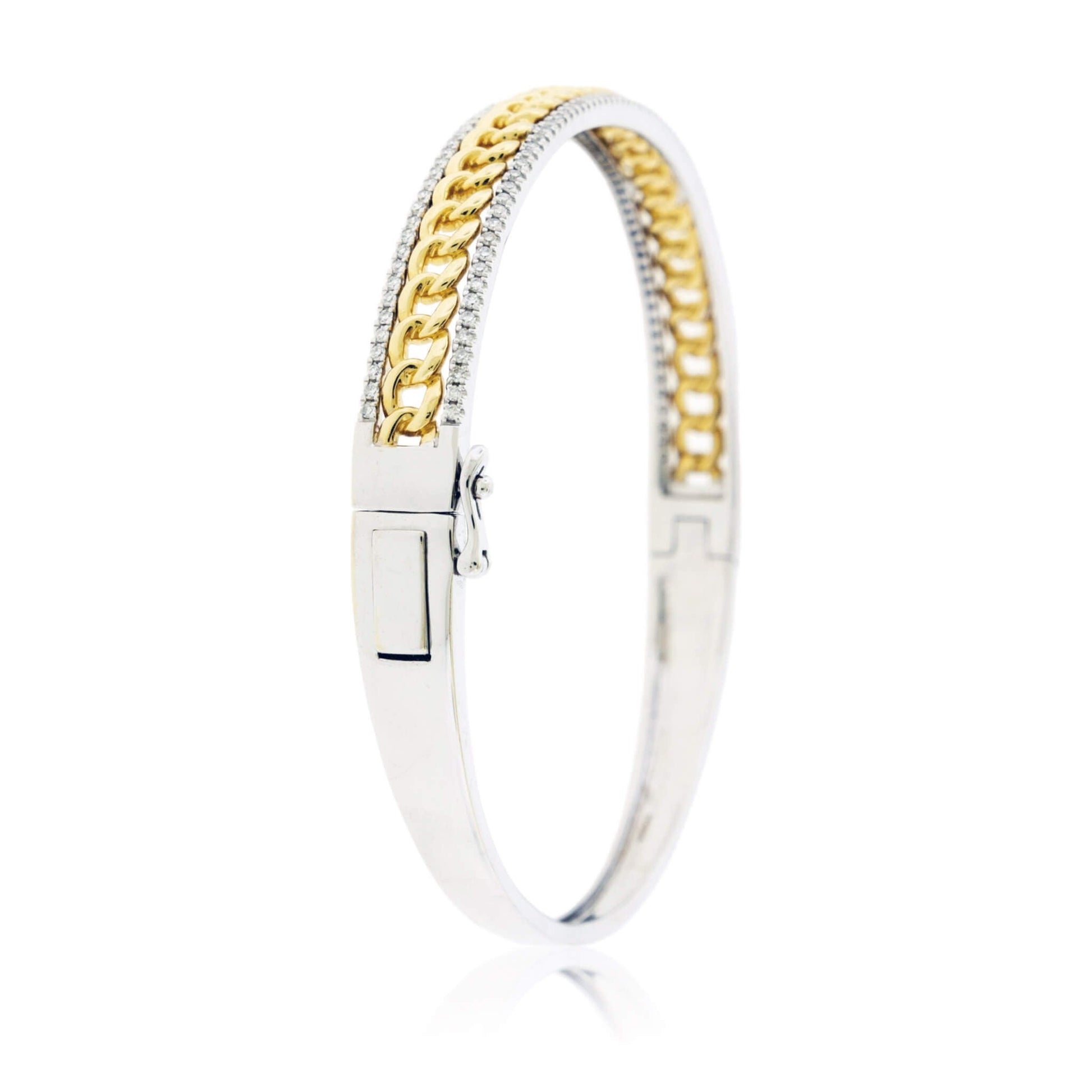 Diamond Rails & Link Style Bangle Bracelet - Park City Jewelers
