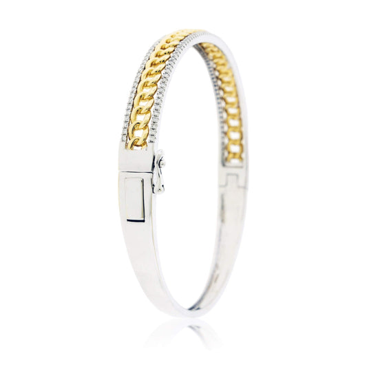 Diamond Rails & Link Style Bangle Bracelet - Park City Jewelers