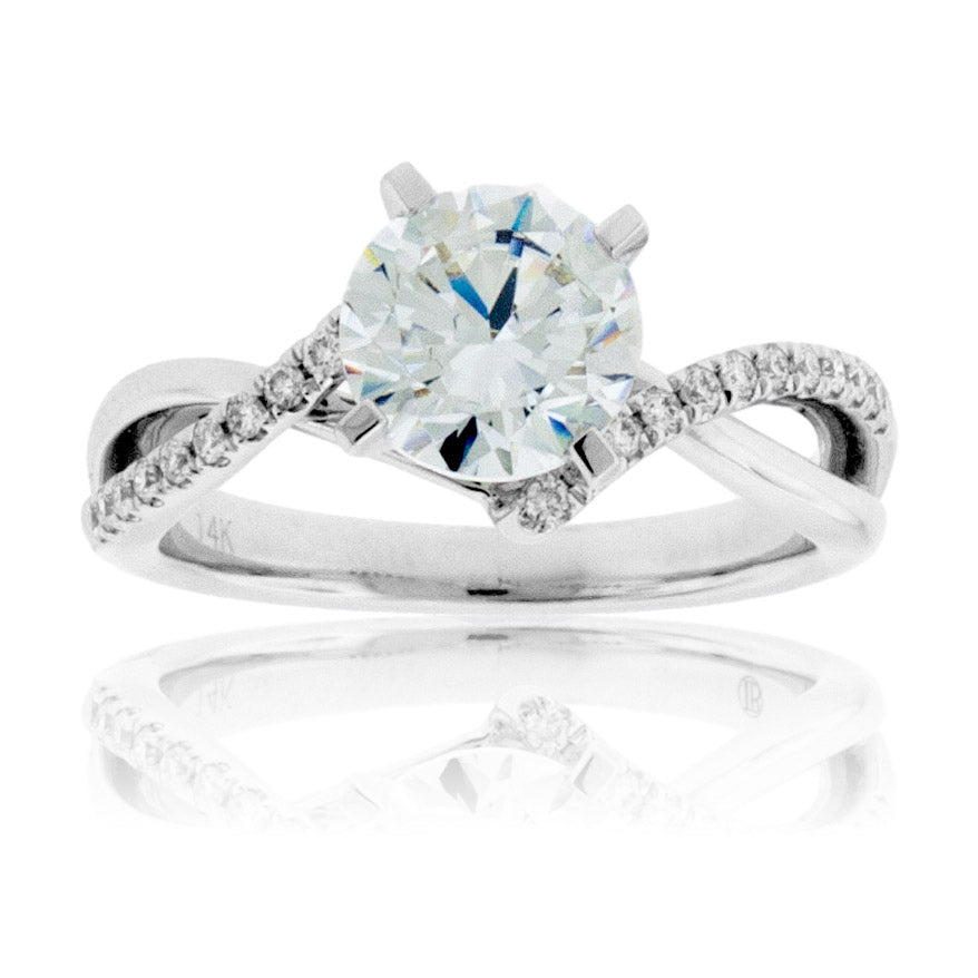 Diamond & Round CZ Center Stone Engagement Ring - Park City Jewelers