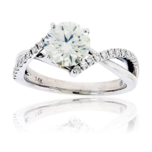 Diamond & Round Moissanite Center Stone Engagement Ring - Park City Jewelers