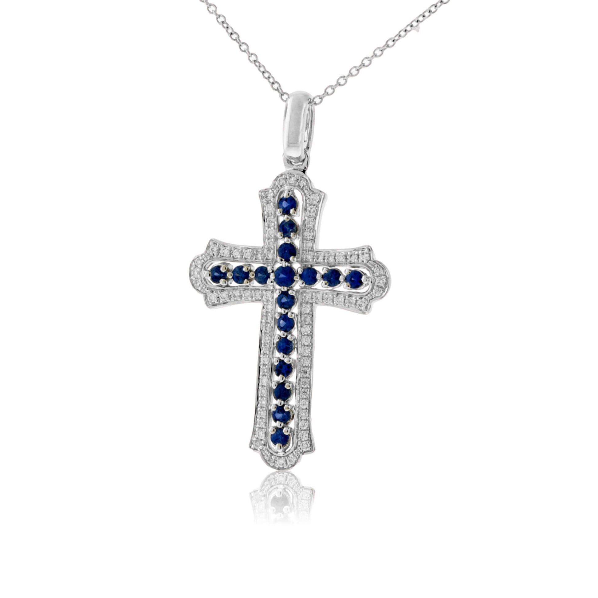 Diamond & Sapphire Cross Pendant - Park City Jewelers