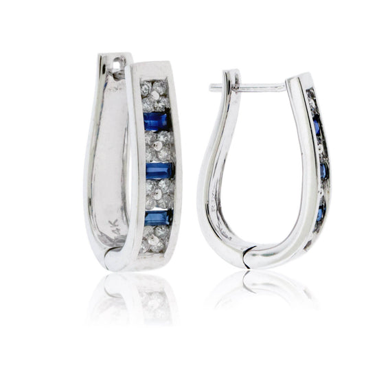 Diamond & Sapphire Hoop Earrings - Park City Jewelers