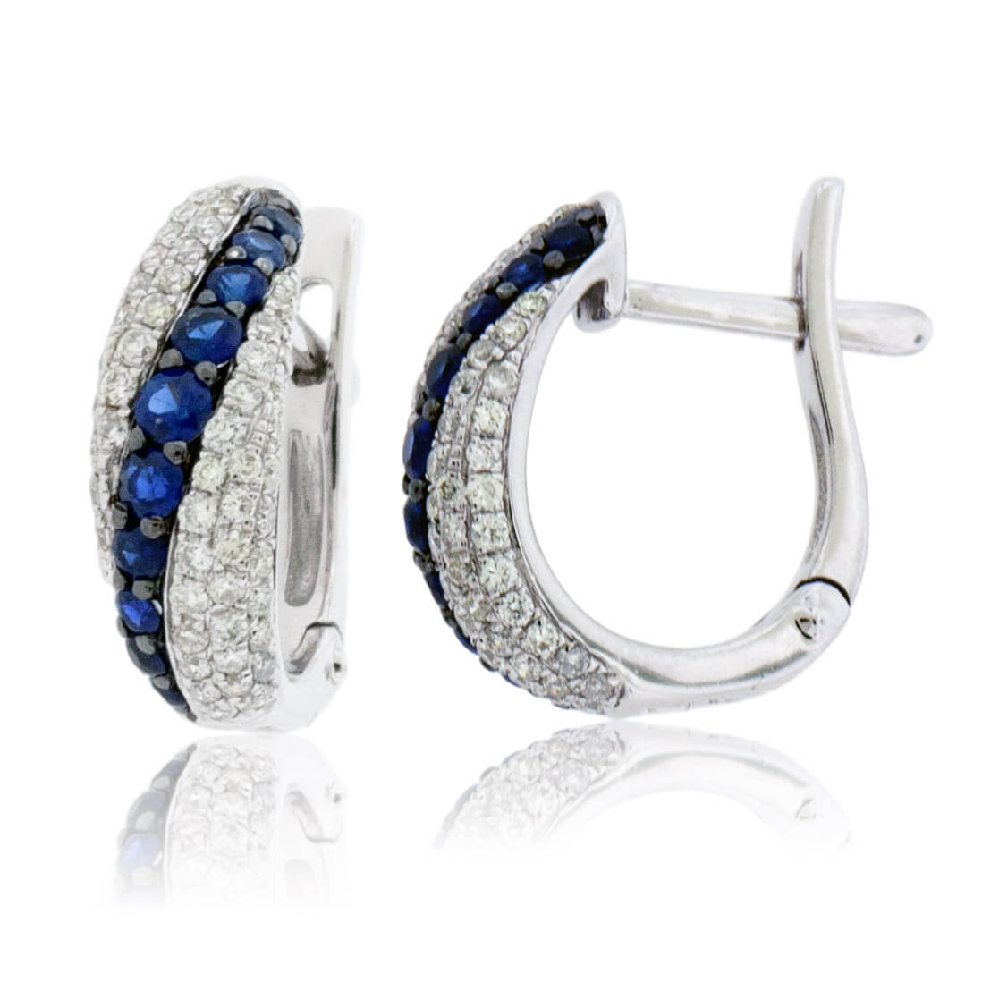 Diamond & Sapphire Huggie Hoop Earrings - Park City Jewelers