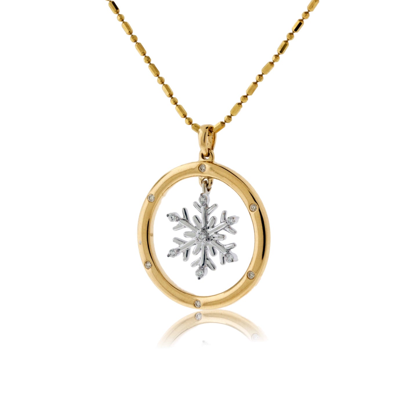 Diamond Snowflake in Circle Pendant with Chain - Park City Jewelers