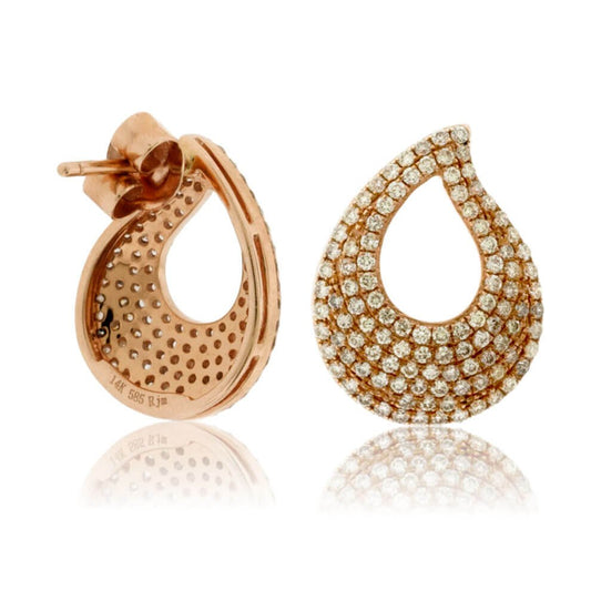 Diamond Tear Drop Rose Gold Earrings - Park City Jewelers