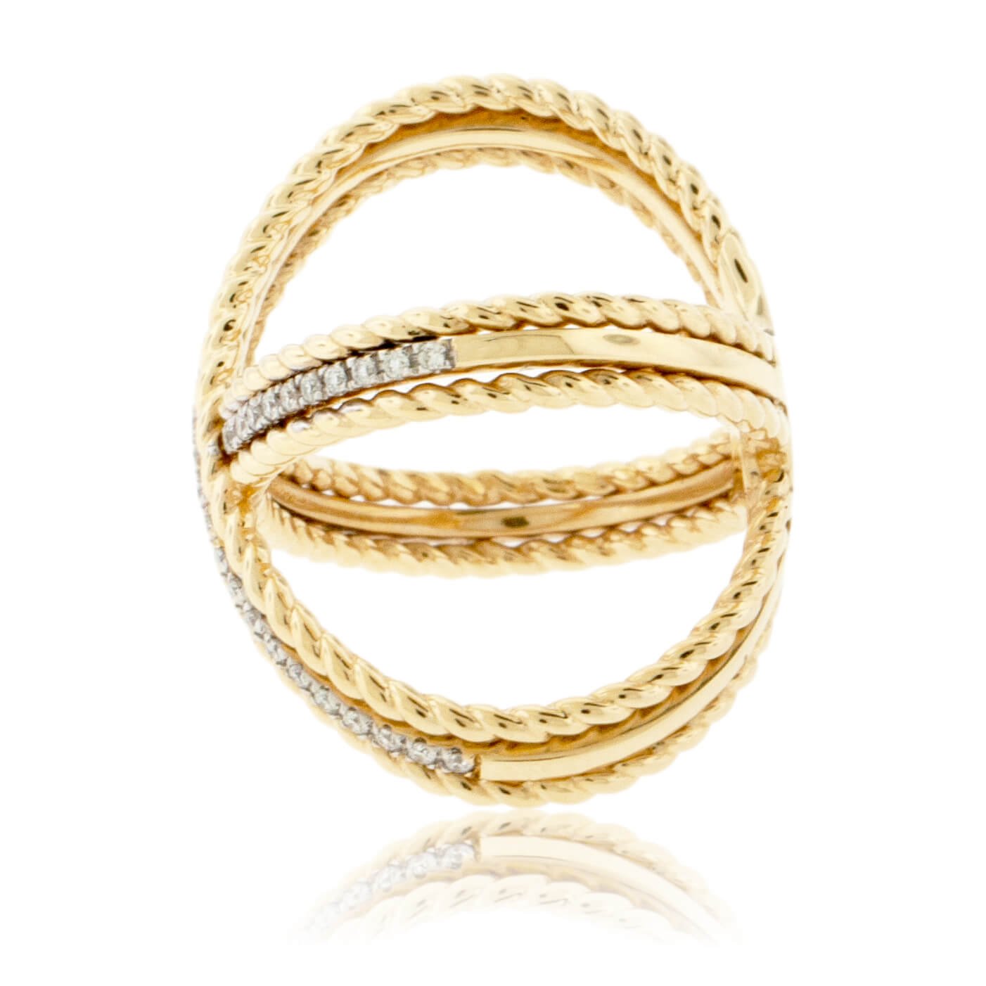 Diamond Two Toned Criss Cross Style X Band - Park City Jewelers